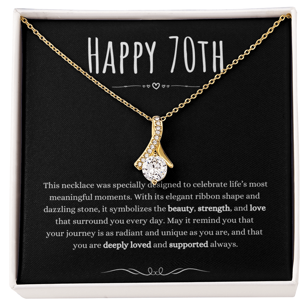 Best Gifts 305-70th Birthday Ribbon Necklace for Her Elegant Jewelry Gift