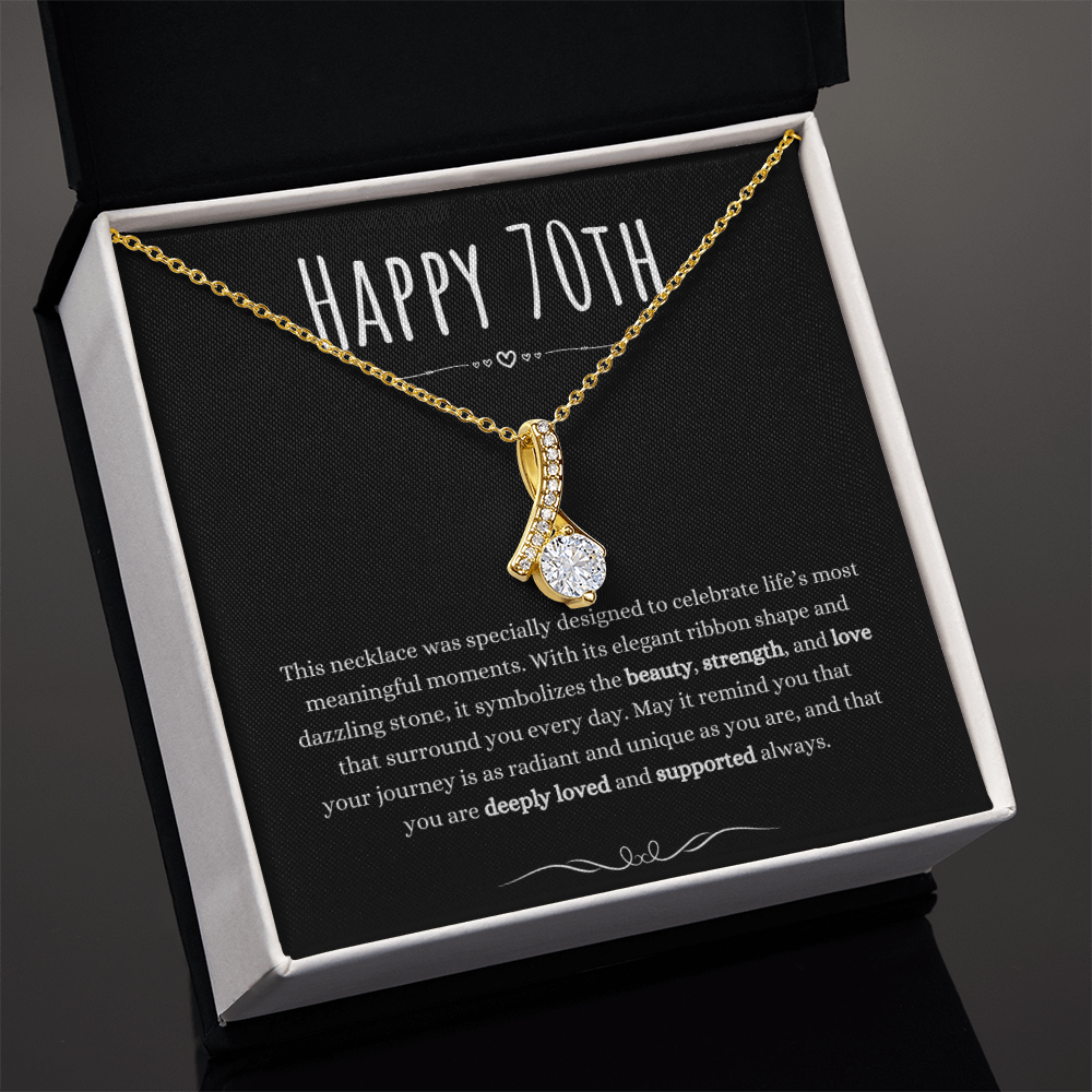 Best Gifts 305-70th Birthday Ribbon Necklace for Her Elegant Jewelry Gift