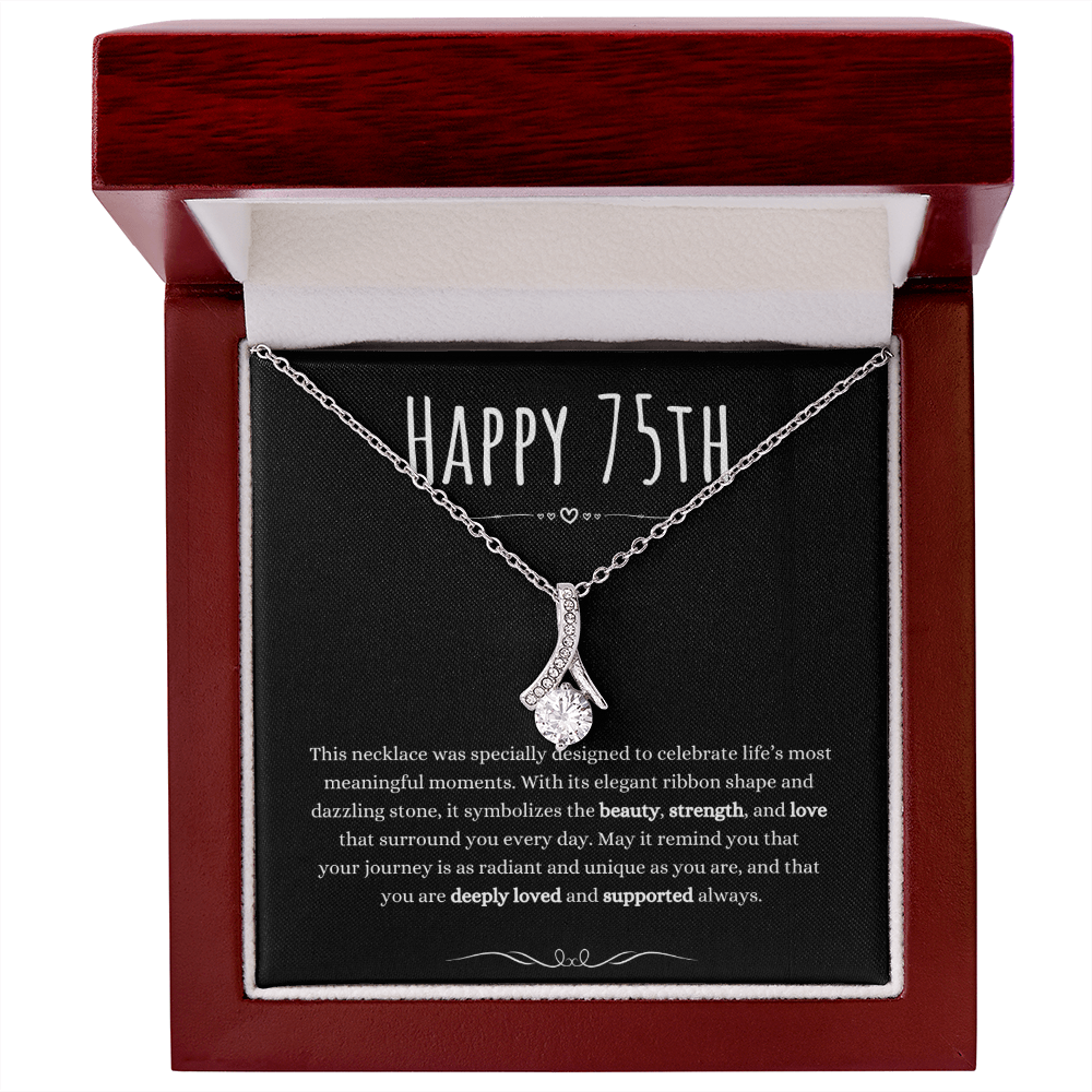 Best Gifts 305-75th Birthday Ribbon Necklace for Her Elegant Jewelry Gift
