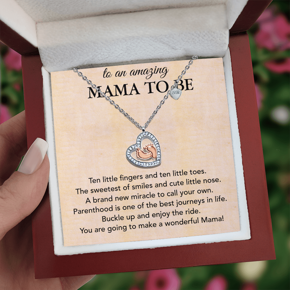 Best Gifts 305-Baby Feet Heart Necklace for Mama to Be - Perfect Gift for New Mom