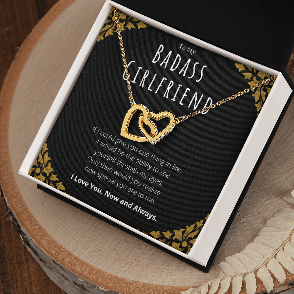 Best Gifts 305-Badass Girlfriend Interlocking Hearts Necklace Gift from Boyfriend