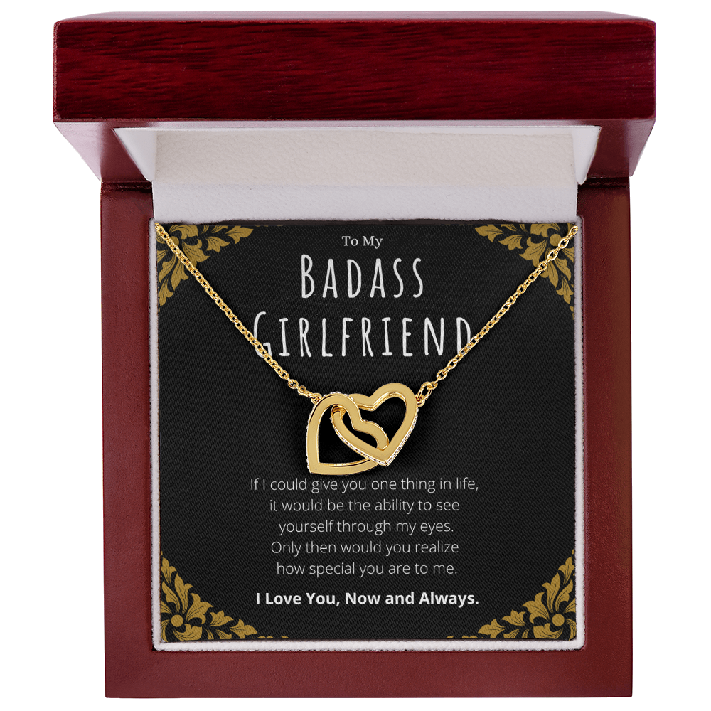 Best Gifts 305-Badass Girlfriend Interlocking Hearts Necklace Gift from Boyfriend