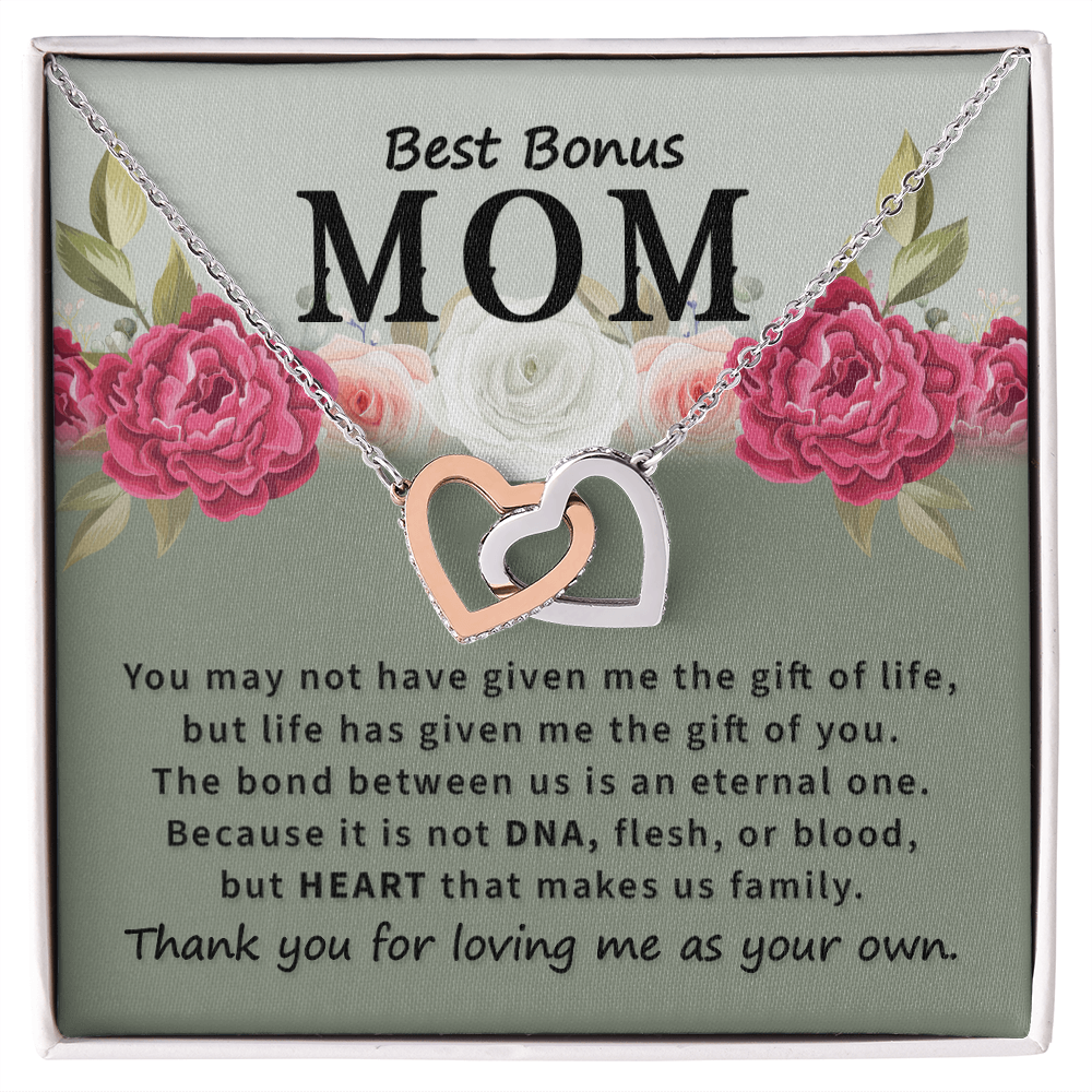 Best Gifts 305-Best Bonus Mom Interlocking Hearts Necklace – Step Mom Jewelry Gift