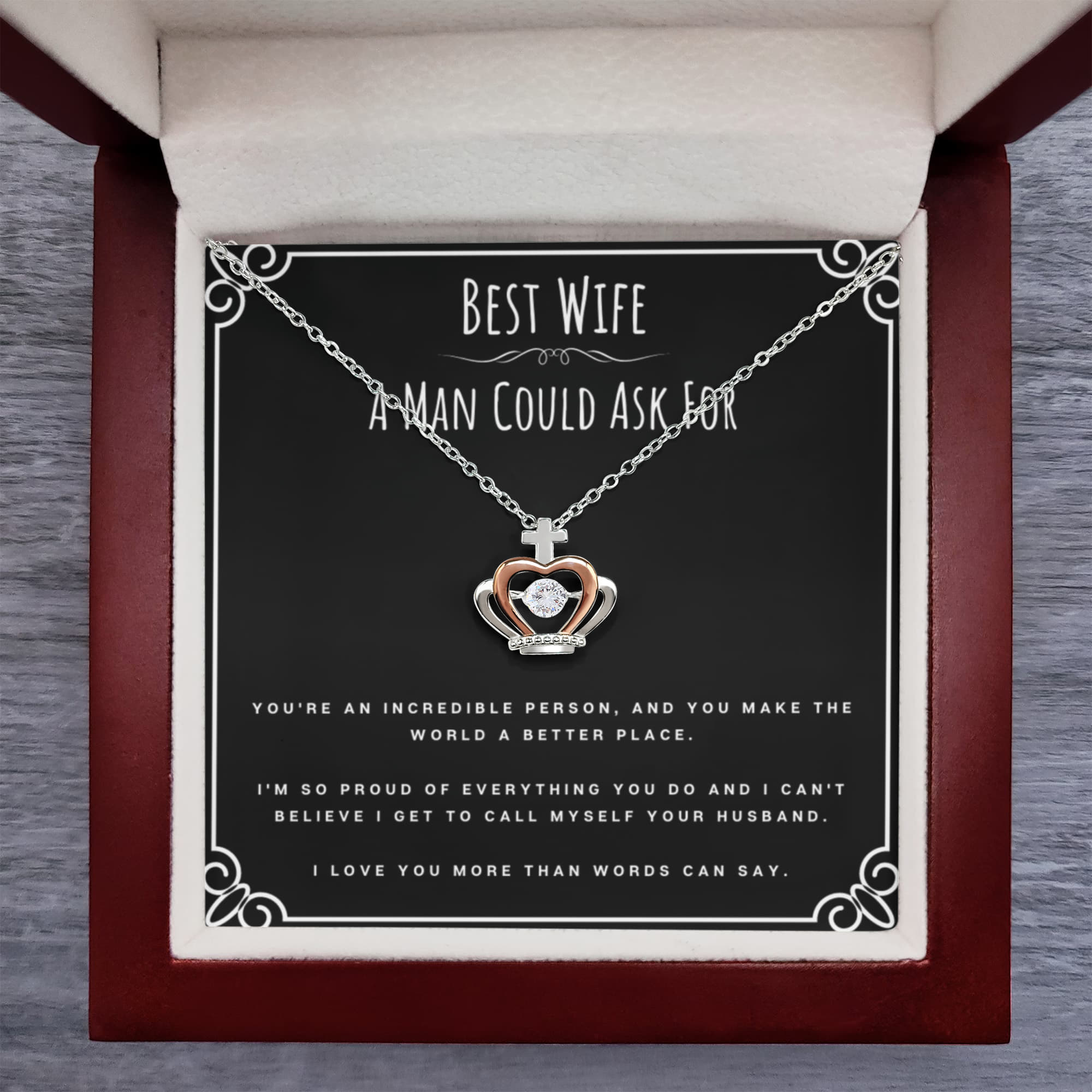 Best Gifts 305-Best Wife Crown Pendant Necklace Gift from Husband
