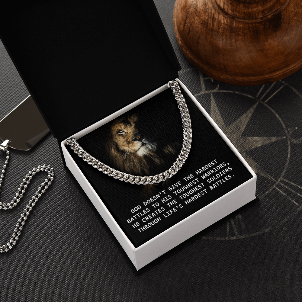 Best Gifts 305-Christian Man Cuban Link Necklace – Faith Strength Gift