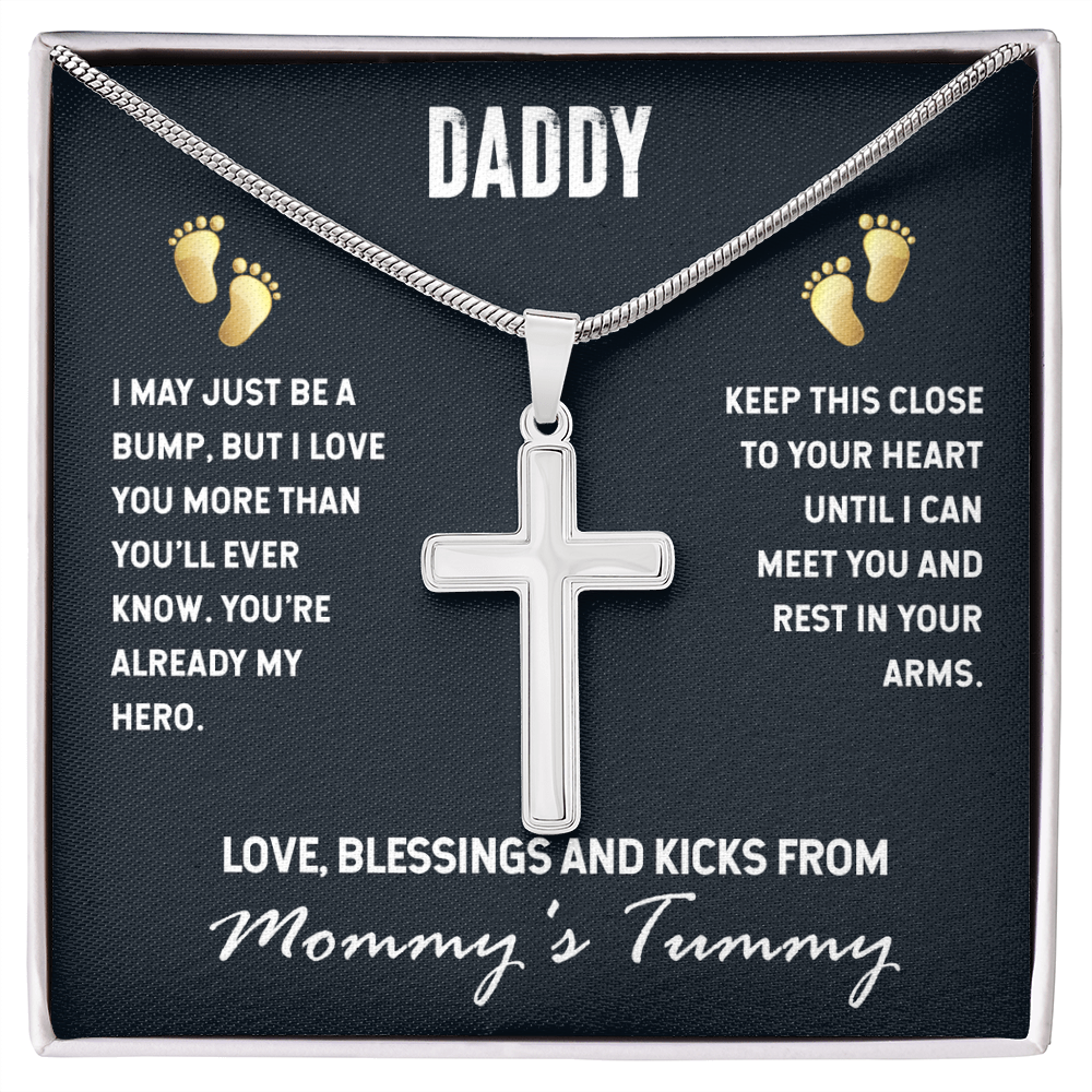 Best Gifts 305-Daddy Cross Necklace with Snake Chain Gift from Baby Bump Faith Keepsake