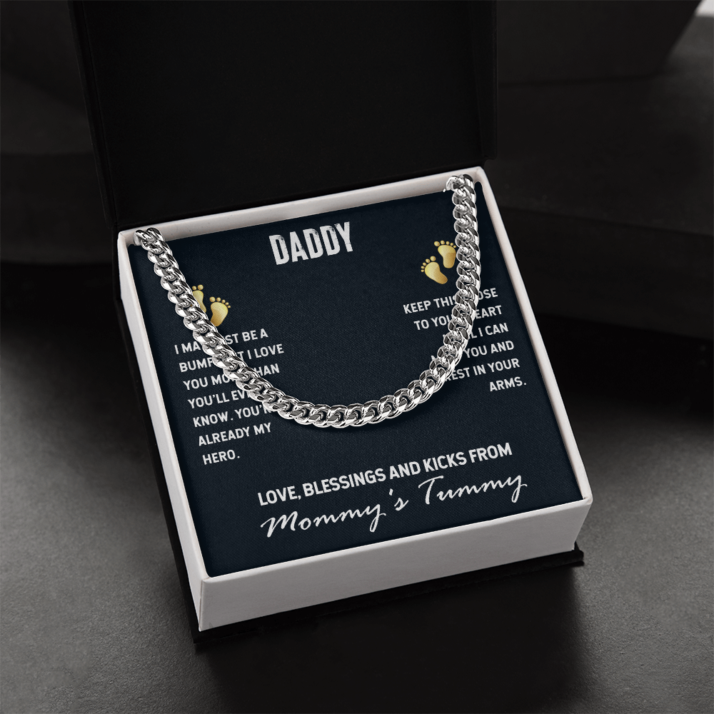 Best Gifts 305-Daddy Gift Necklace Cuban Link Chain with Sentimental Message for Dad