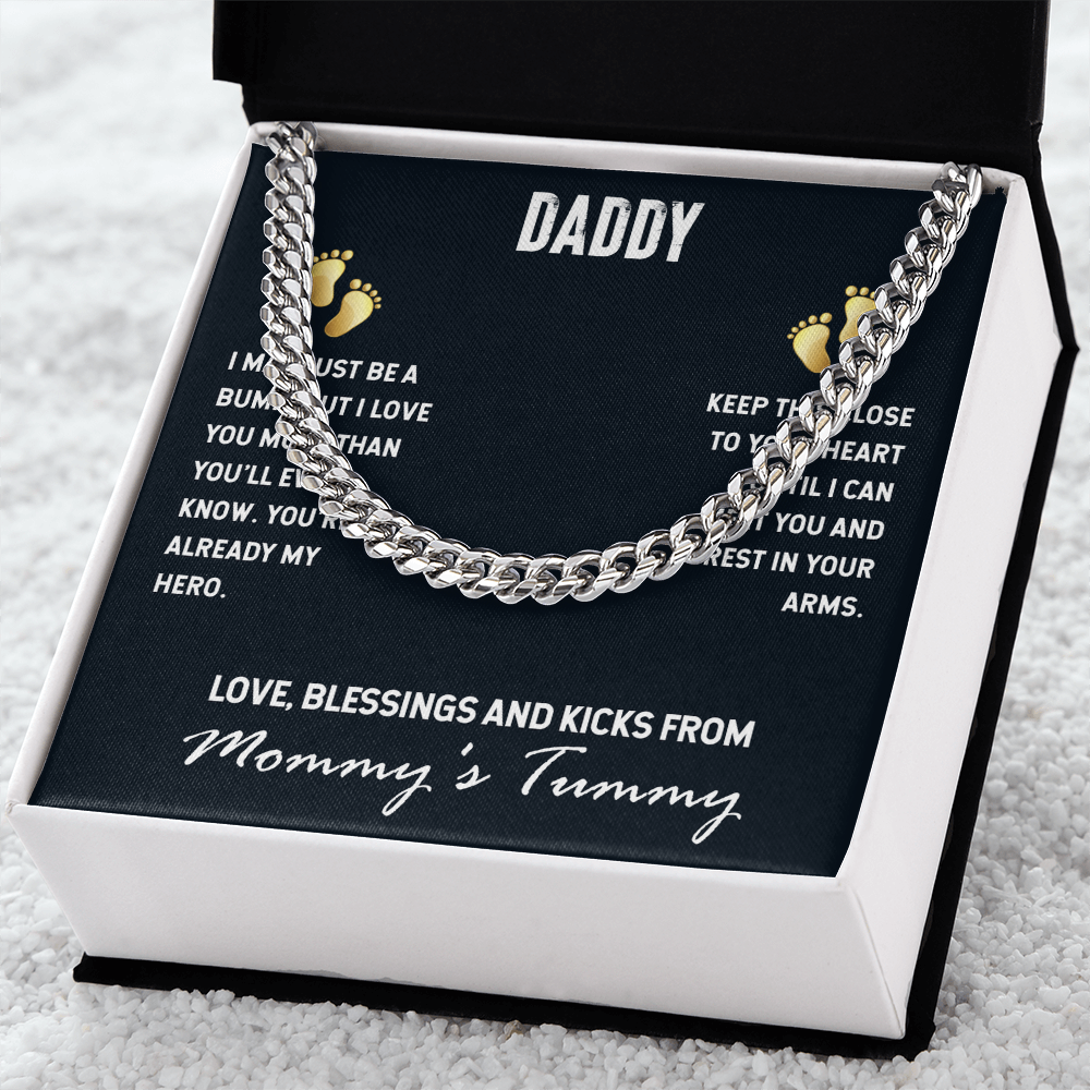 Best Gifts 305-Daddy Gift Necklace Cuban Link Chain with Sentimental Message for Dad
