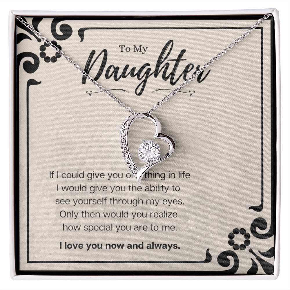 Best Gifts 305-Daughter Forever Love Heart Necklace Gift from Mom or Dad