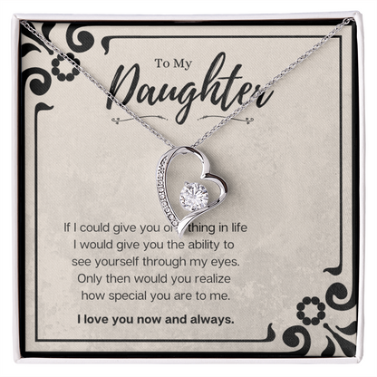 Best Gifts 305-Daughter Forever Love Heart Necklace Gift from Mom or Dad