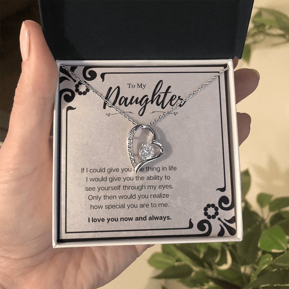 Best Gifts 305-Daughter Forever Love Heart Necklace Gift from Mom or Dad