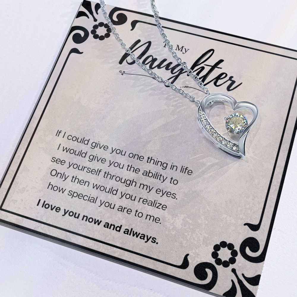 Best Gifts 305-Daughter Forever Love Heart Necklace Gift from Mom or Dad