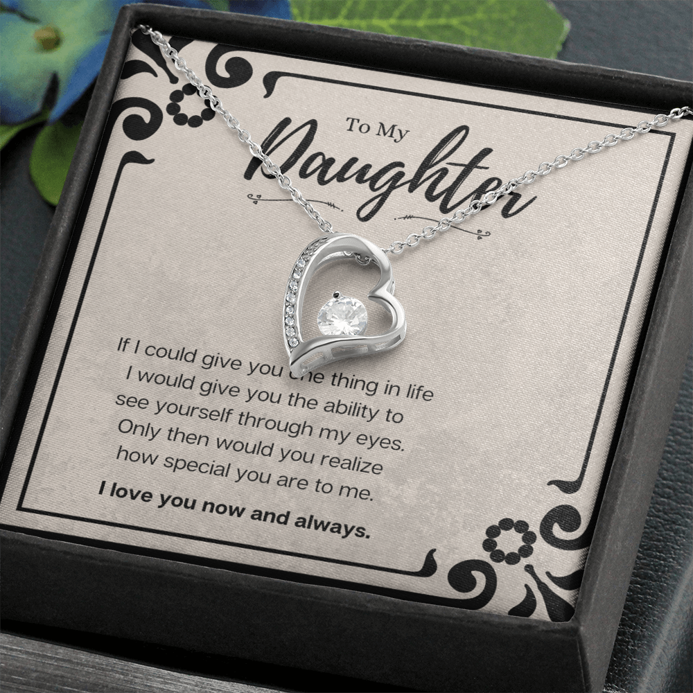 Best Gifts 305-Daughter Forever Love Heart Necklace Gift from Mom or Dad