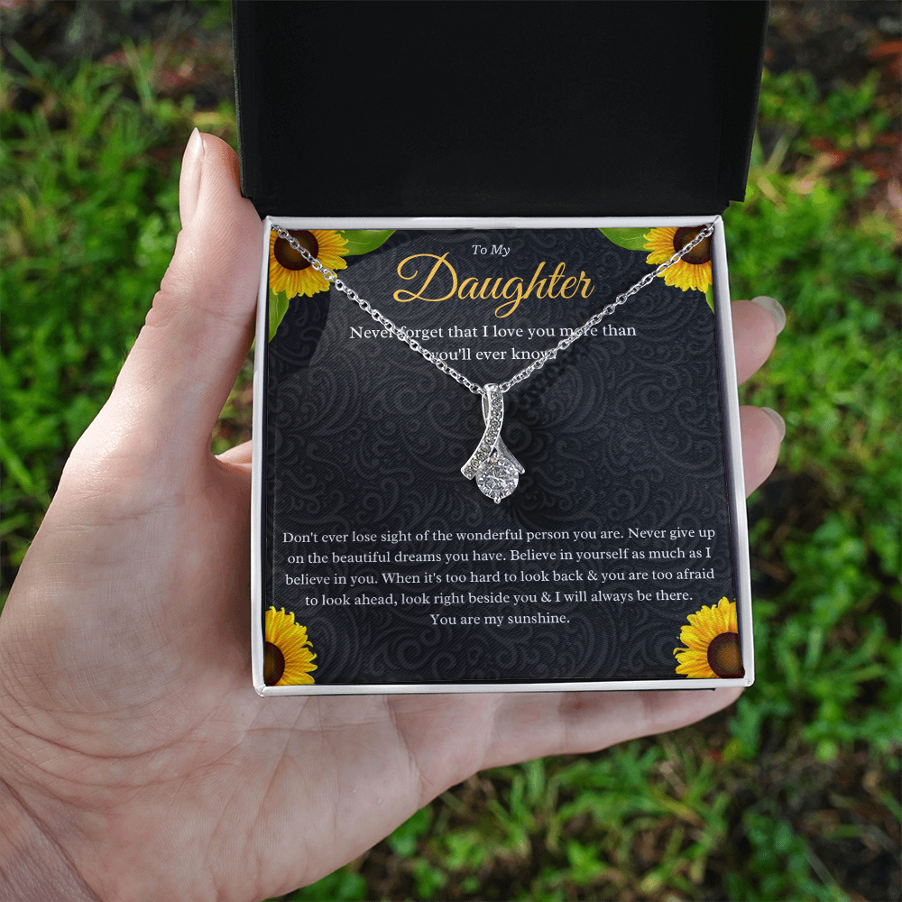 Best Gifts 305-Daughter Ribbon Pendant Necklace Gift from Parent