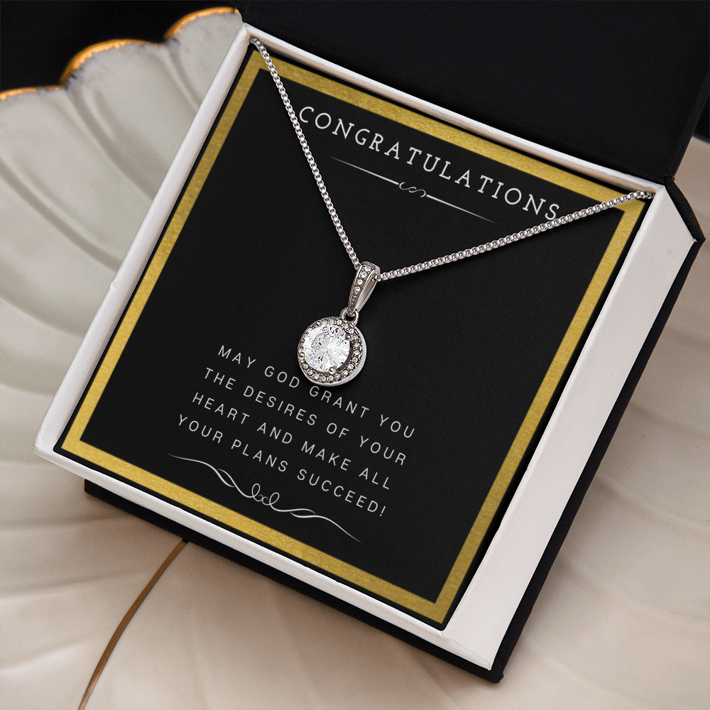 Best Gifts 305-Eternal Hope Necklace with Cushion Cut CZ Crystal Pendant and Religious Quote