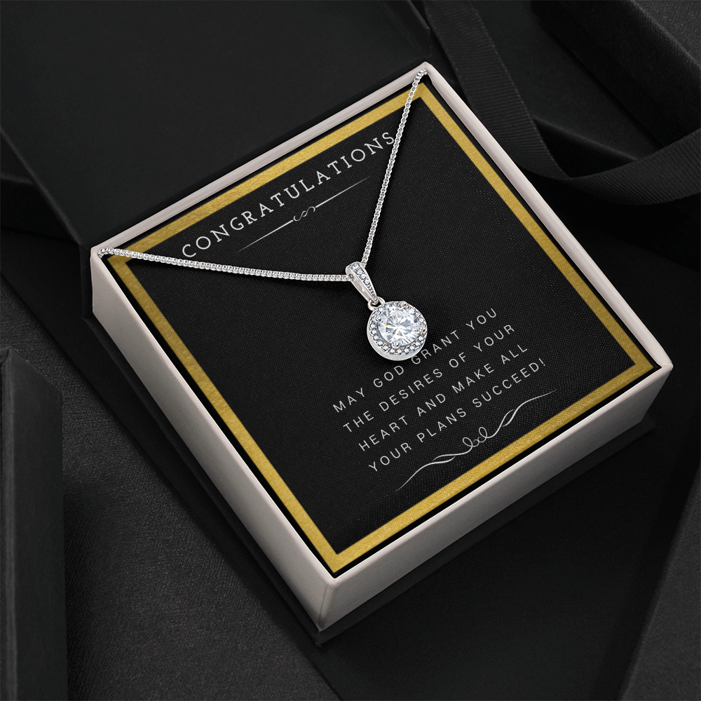 Best Gifts 305-Eternal Hope Necklace with Cushion Cut CZ Crystal Pendant and Religious Quote