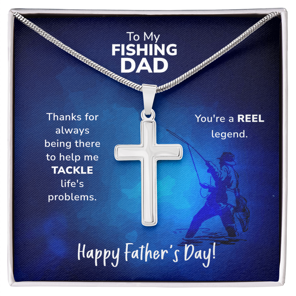 Best Gifts 305-Fishing Dad Cross Necklace Father’s Day Gift