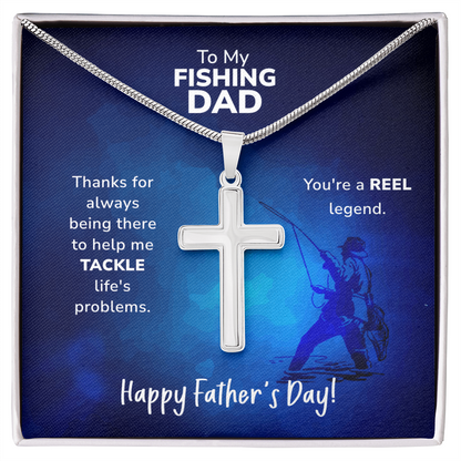 Best Gifts 305-Fishing Dad Cross Necklace Father’s Day Gift
