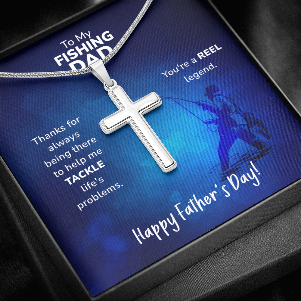 Best Gifts 305-Fishing Dad Cross Necklace Father’s Day Gift