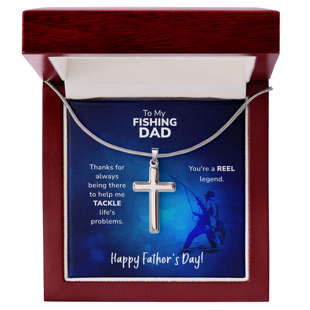 Best Gifts 305-Fishing Dad Cross Necklace Father’s Day Gift
