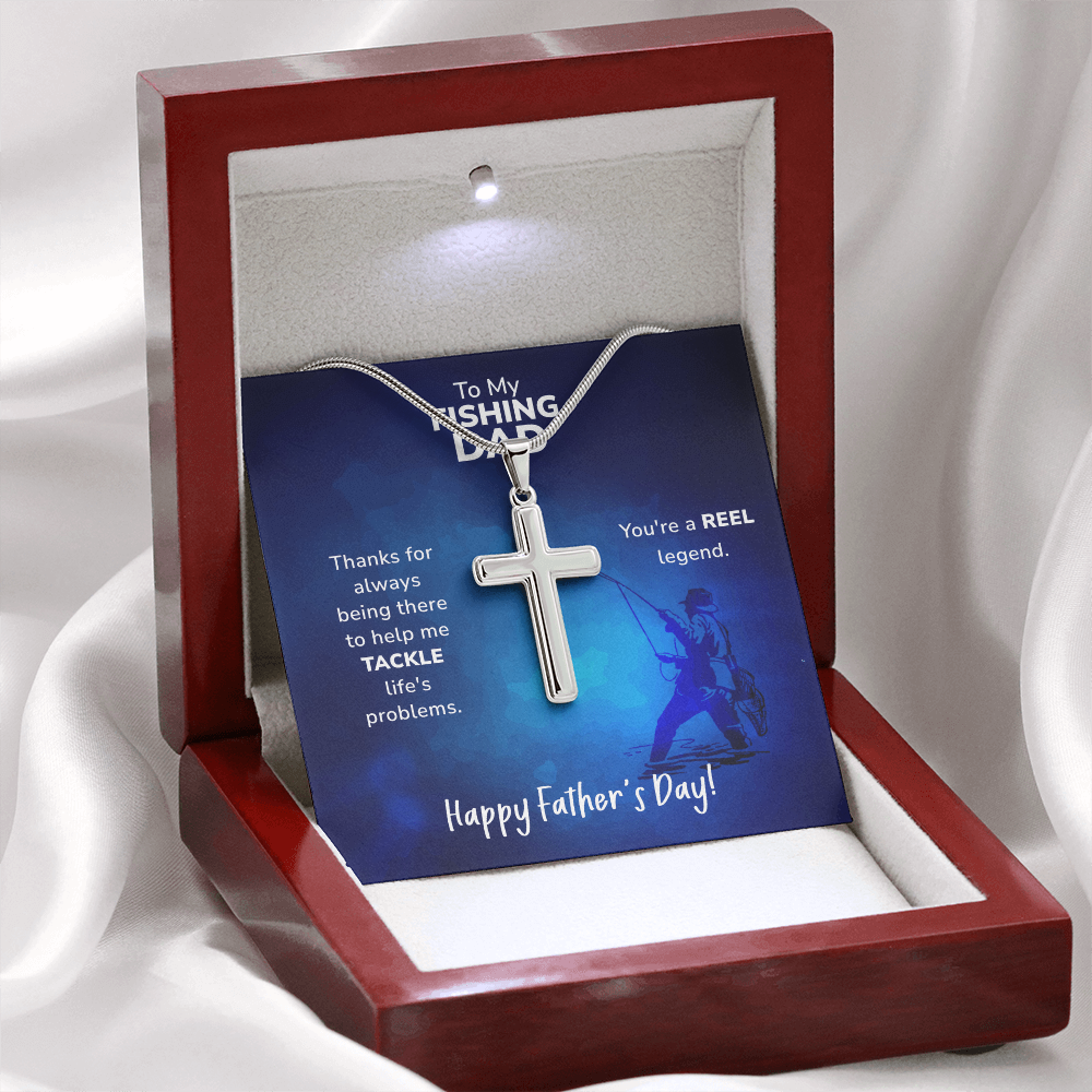 Best Gifts 305-Fishing Dad Cross Necklace Father’s Day Gift