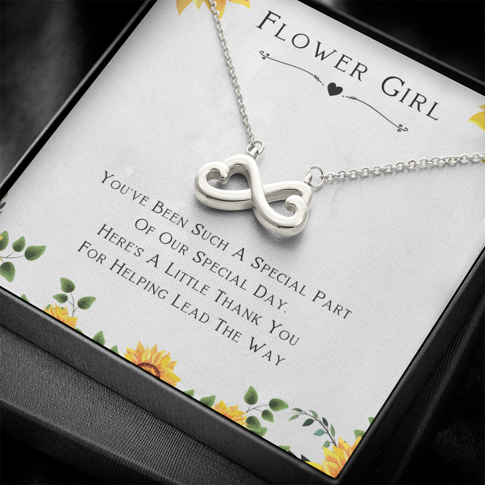 Best Gifts 305-Flower Girl Endless Love Necklace Heart Infinity Pendant Thank You Gift