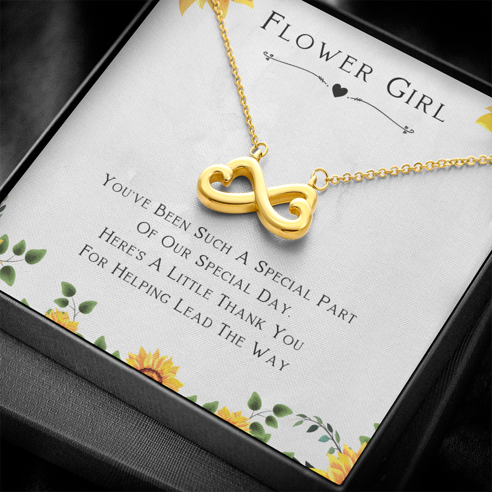 Best Gifts 305-Flower Girl Endless Love Necklace Heart Infinity Pendant Thank You Gift