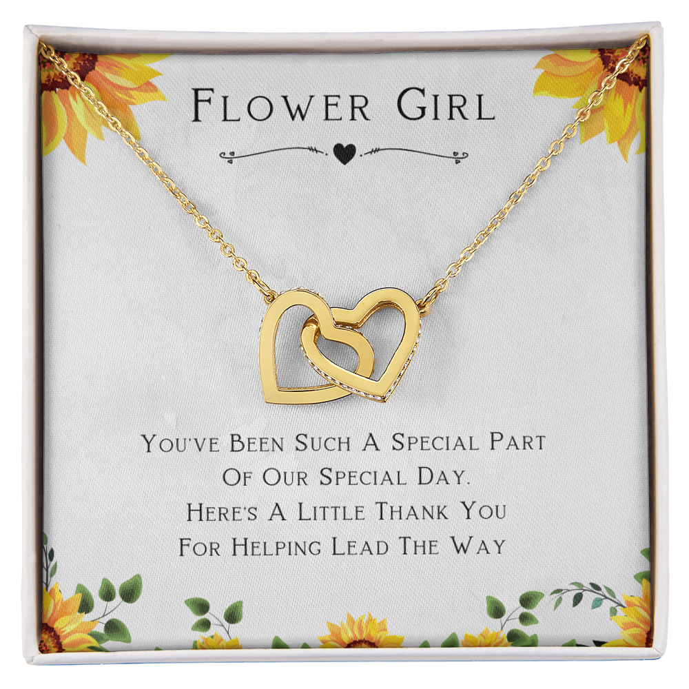 Best Gifts 305-Flower Girl Necklace Double Heart Pendant Thank You Gift for Flower Girl