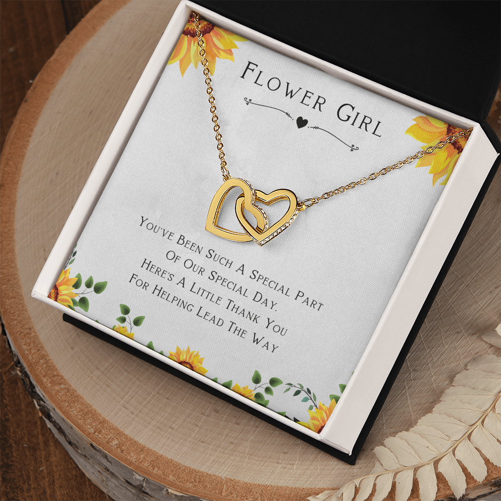 Best Gifts 305-Flower Girl Necklace Double Heart Pendant Thank You Gift for Flower Girl