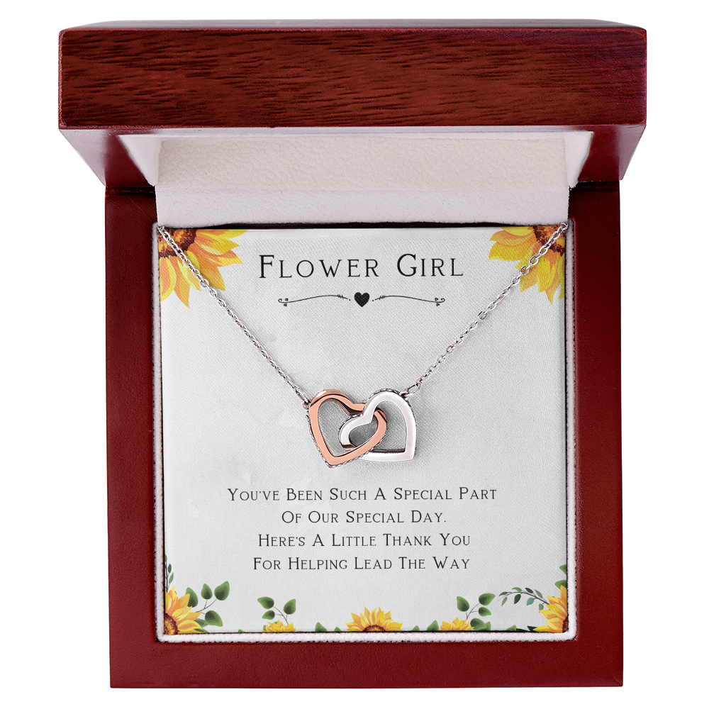 Best Gifts 305-Flower Girl Necklace Double Heart Pendant Thank You Gift for Flower Girl