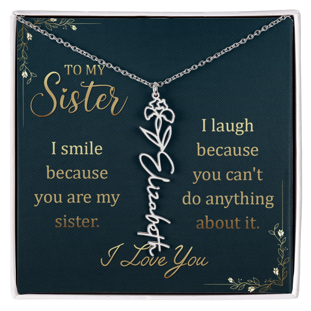 Best Gifts 305-Flower Name Necklace for Sister – Personalized Gift