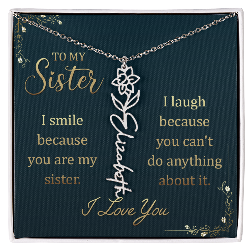 Best Gifts 305-Flower Name Necklace for Sister – Personalized Gift