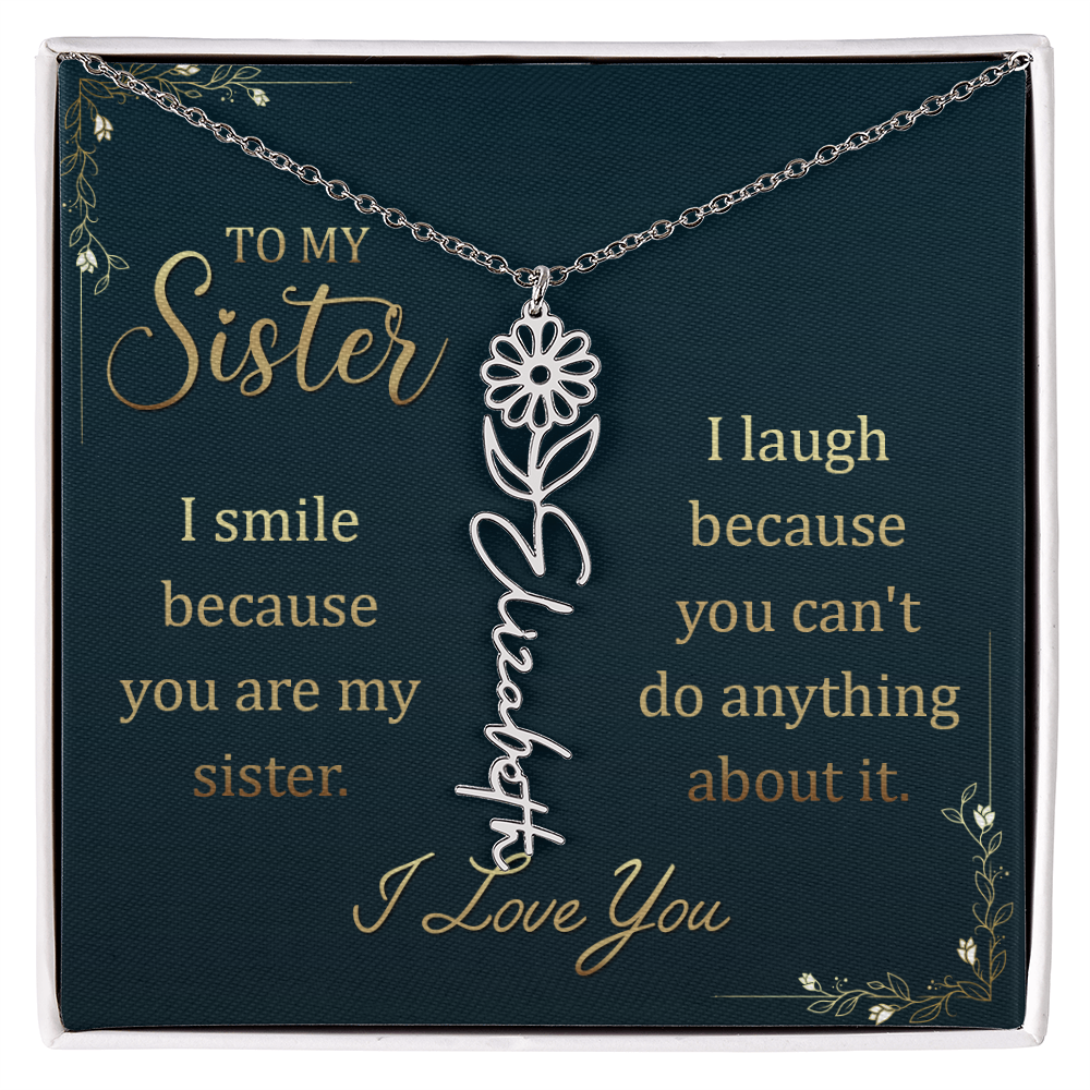 Best Gifts 305-Flower Name Necklace for Sister – Personalized Gift
