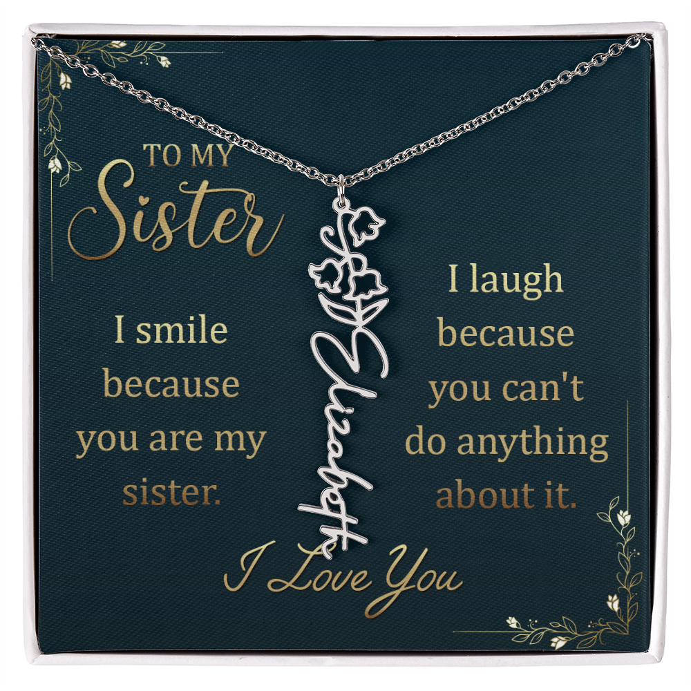 Best Gifts 305-Flower Name Necklace for Sister – Personalized Gift