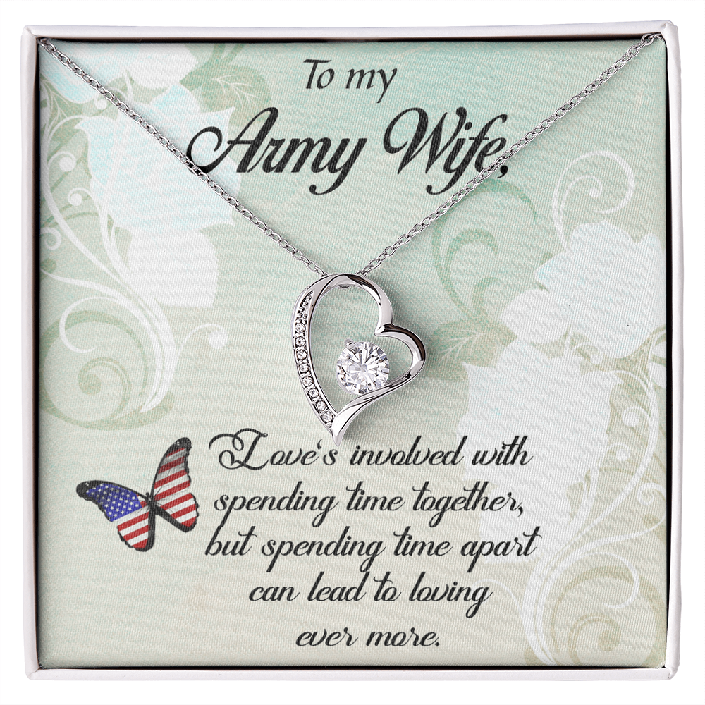 Best Gifts 305-Forever Love Necklace for Army Wife Heart CZ Pendant