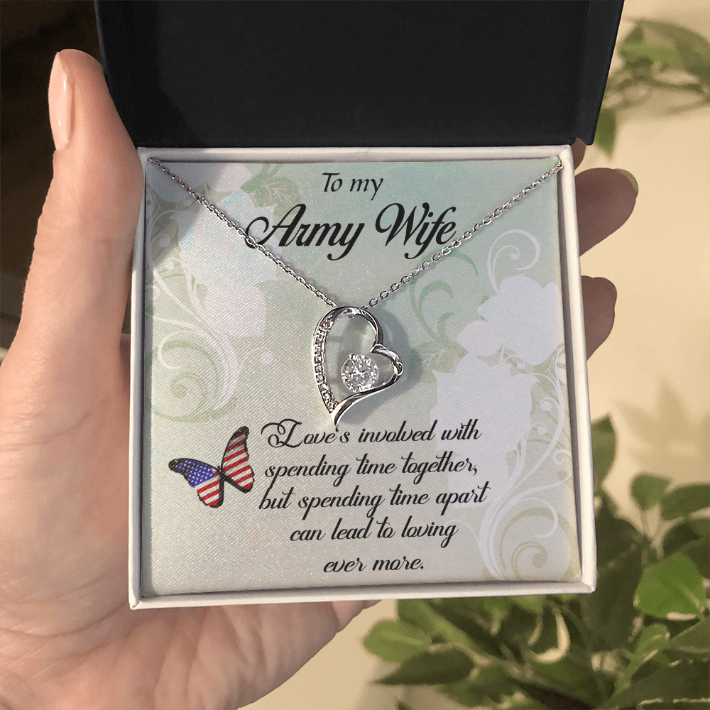 Best Gifts 305-Forever Love Necklace for Army Wife Heart CZ Pendant