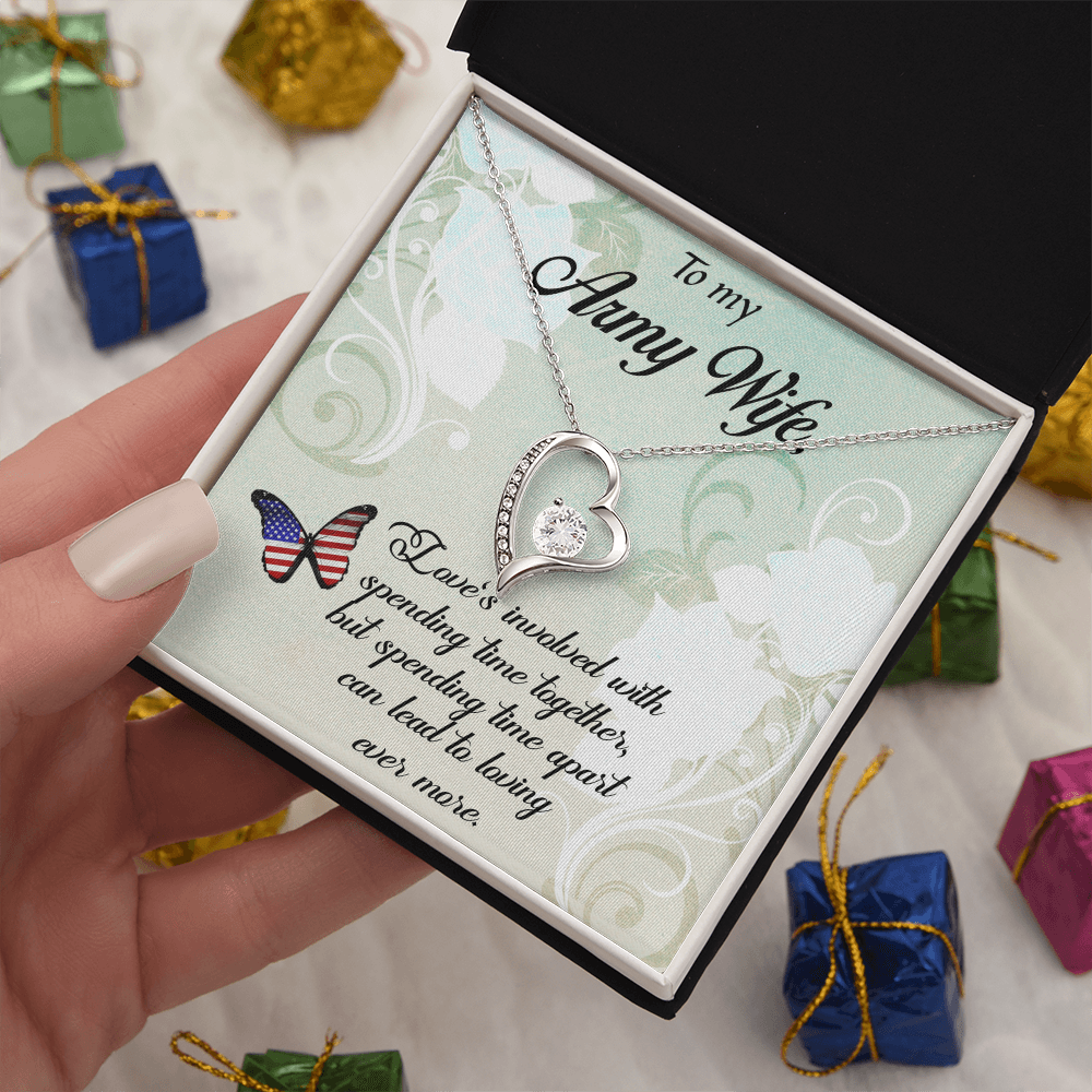 Best Gifts 305-Forever Love Necklace for Army Wife Heart CZ Pendant