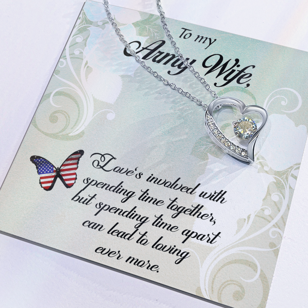 Best Gifts 305-Forever Love Necklace for Army Wife Heart CZ Pendant