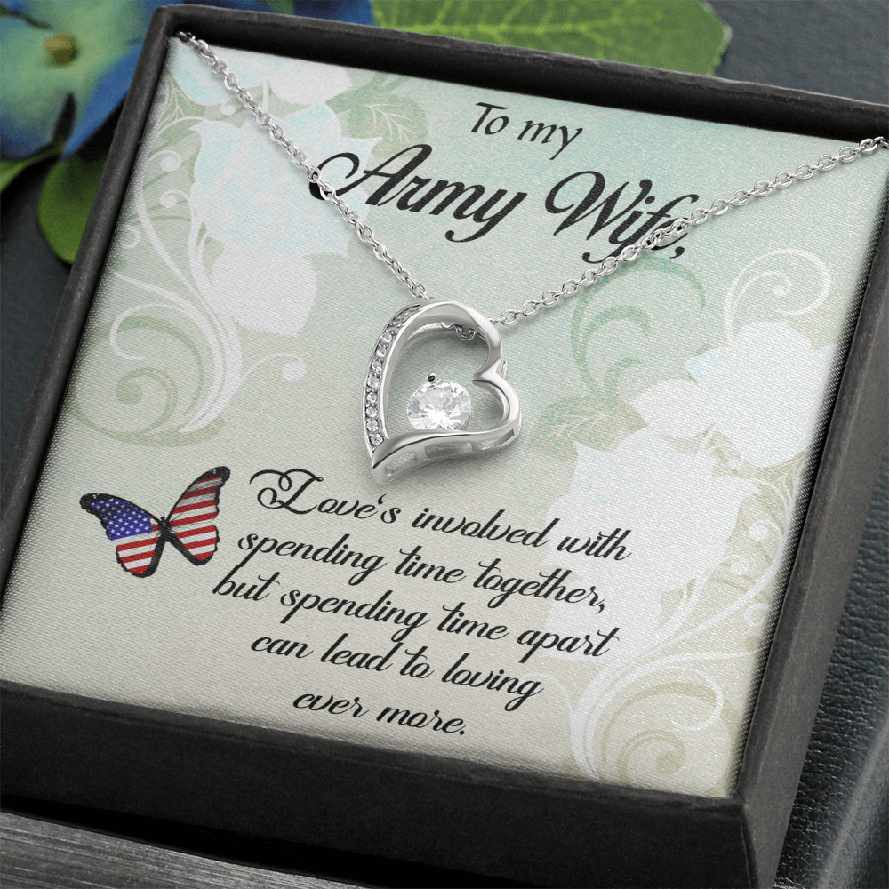 Best Gifts 305-Forever Love Necklace for Army Wife Heart CZ Pendant