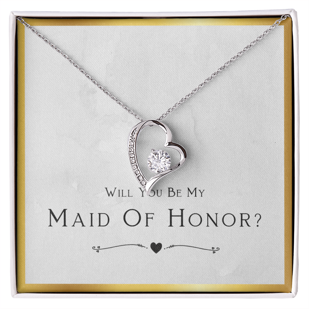 Best Gifts 305-Forever Love Necklace for Maid of Honor with CZ Heart Pendant