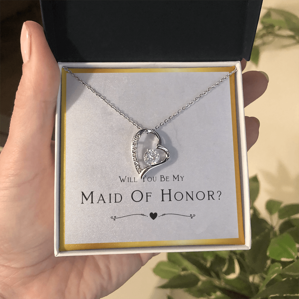 Best Gifts 305-Forever Love Necklace for Maid of Honor with CZ Heart Pendant