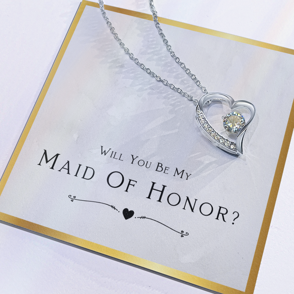 Best Gifts 305-Forever Love Necklace for Maid of Honor with CZ Heart Pendant