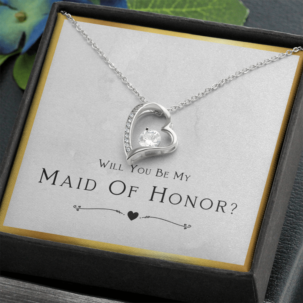 Best Gifts 305-Forever Love Necklace for Maid of Honor with CZ Heart Pendant