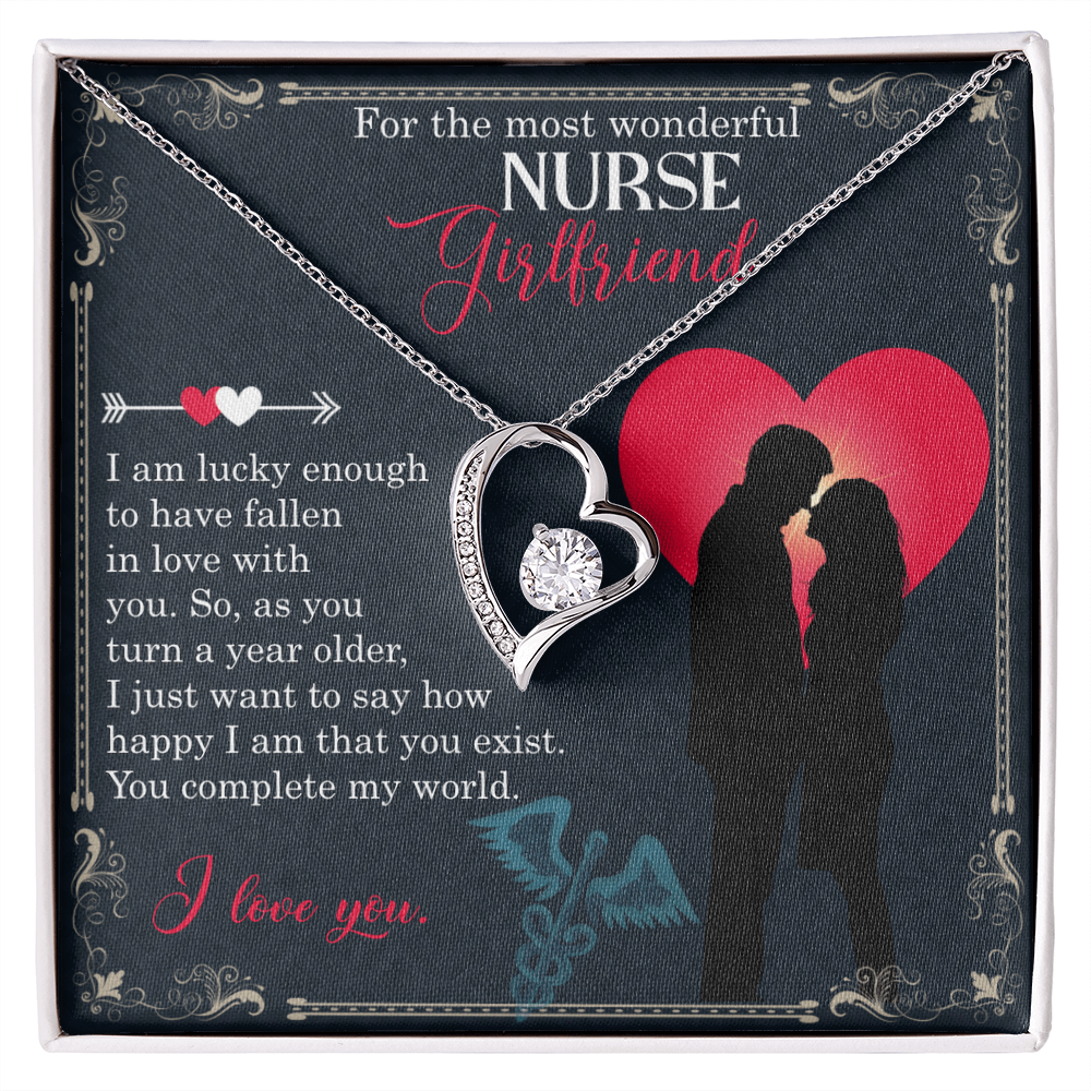 Best Gifts 305-Forever Love Necklace for Nurse Girlfriend – 14k White Gold CZ Pendant