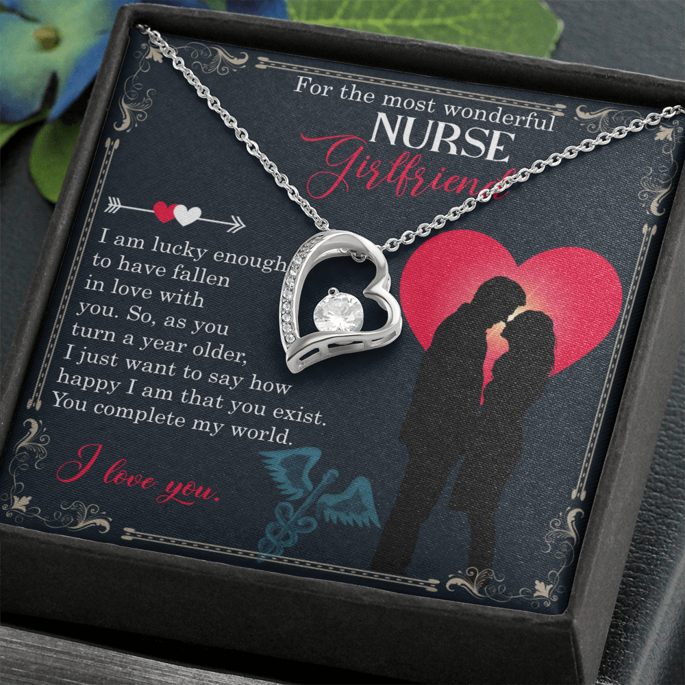 Best Gifts 305-Forever Love Necklace for Nurse Girlfriend – 14k White Gold CZ Pendant