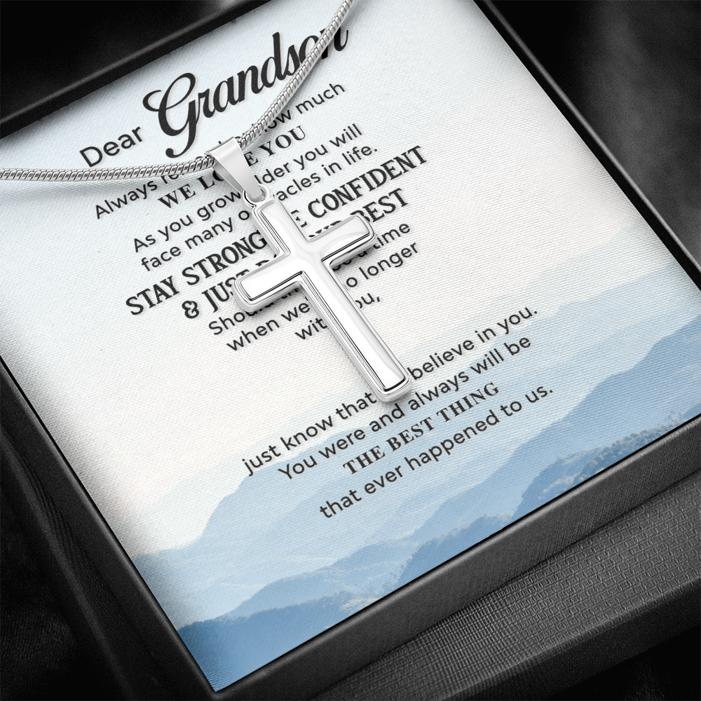 Best Gifts 305-Grandson Cross Necklace Gift from Grandparents with Message Card