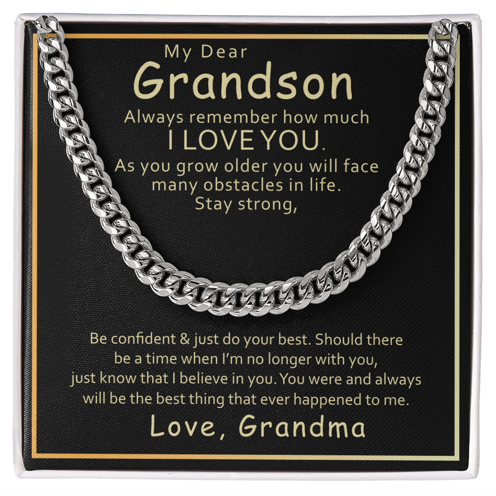 Best Gifts 305-Grandson Cuban Link Chain Gift from Grandma Message Card