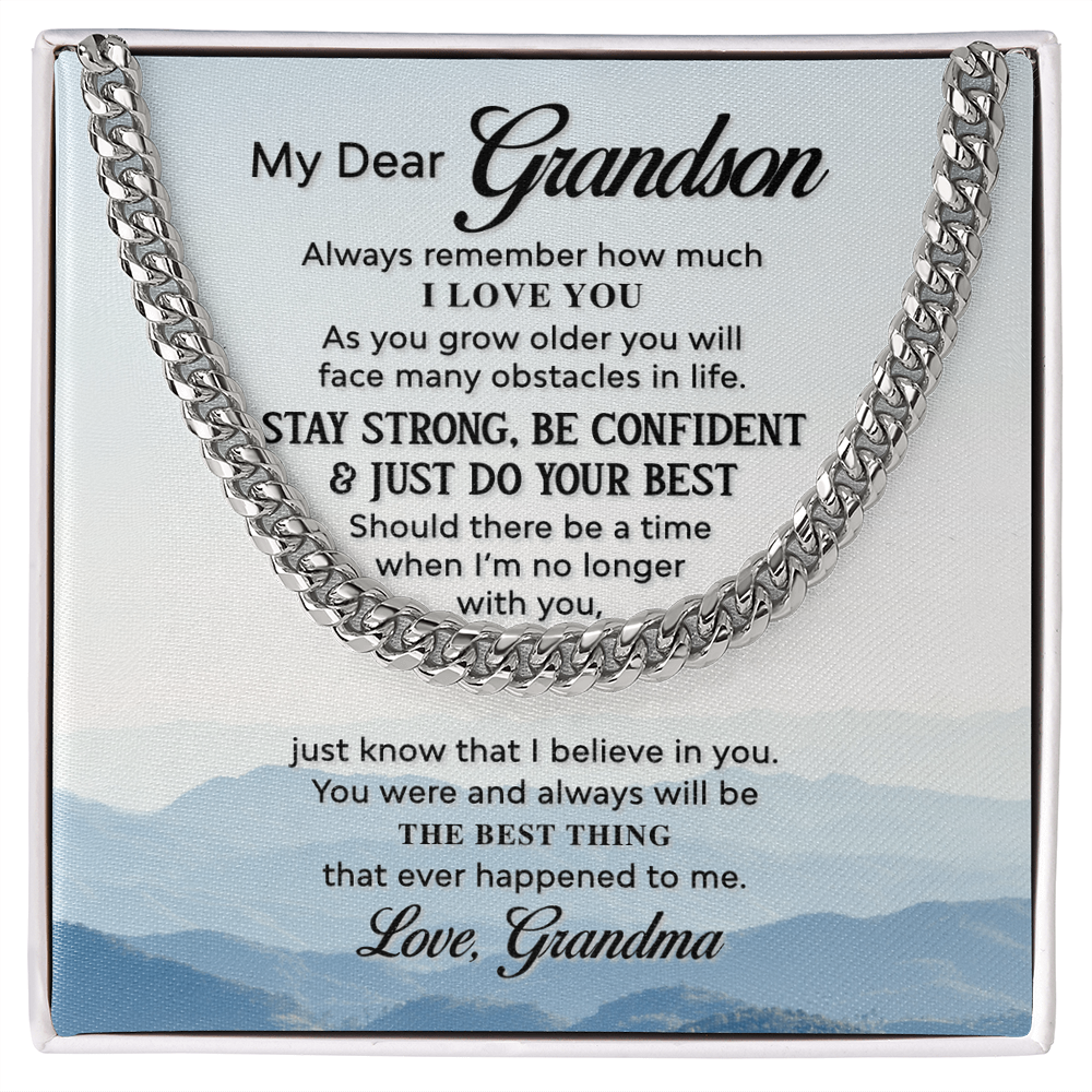 Best Gifts 305-Grandson Cuban Link Chain Gift from Grandma with Message Card
