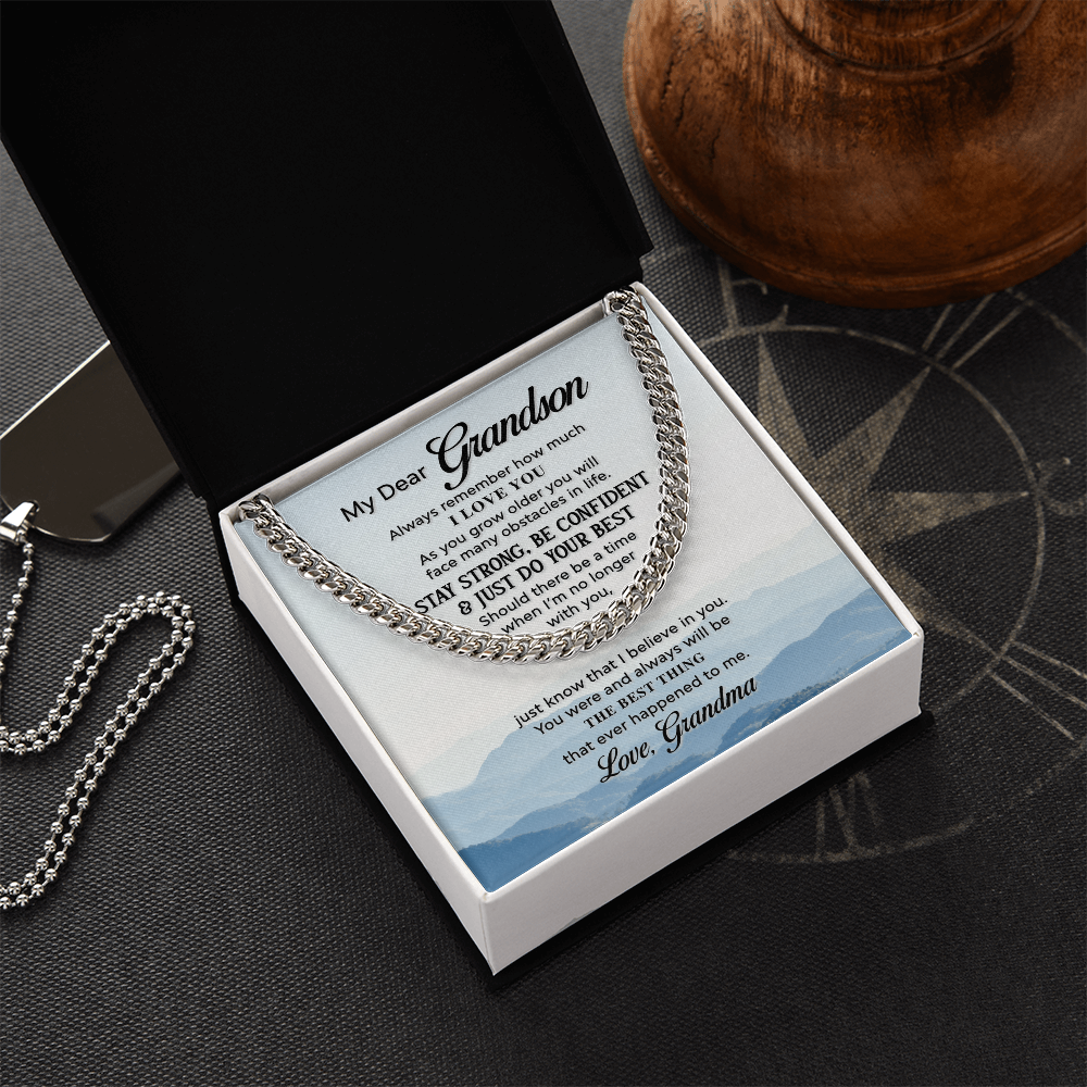 Best Gifts 305-Grandson Cuban Link Chain Gift from Grandma with Message Card