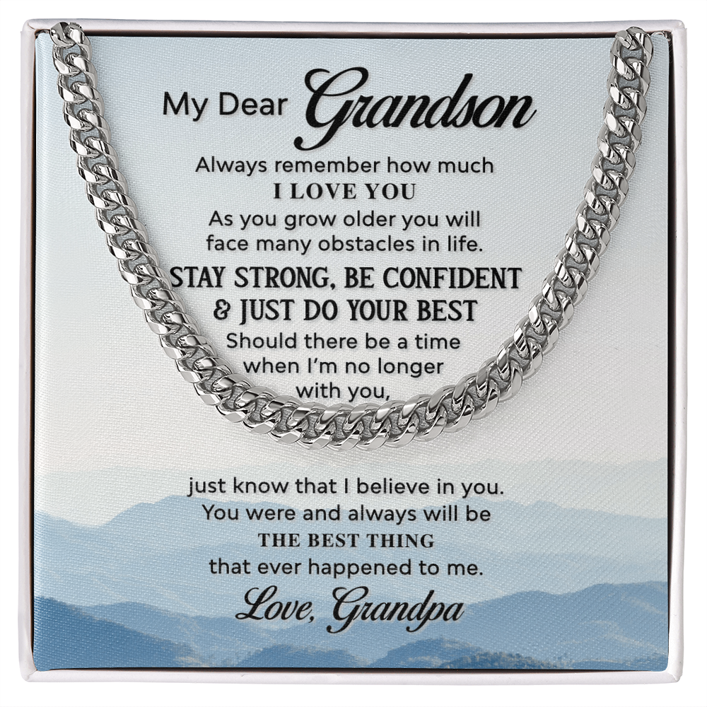 Best Gifts 305-Grandson Cuban Link Chain Gift from Grandpa with Message Card